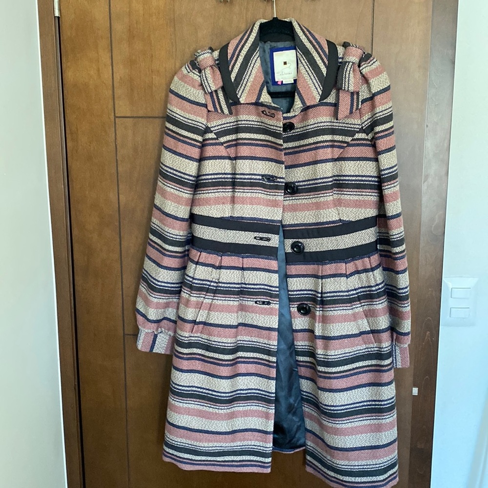 Anthropologie Elevenses striped coat in Size 6